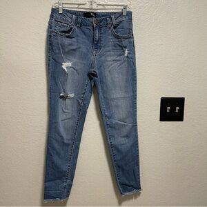 1822 Denim Distressed with Raw Hem Skinny Jeans size 8